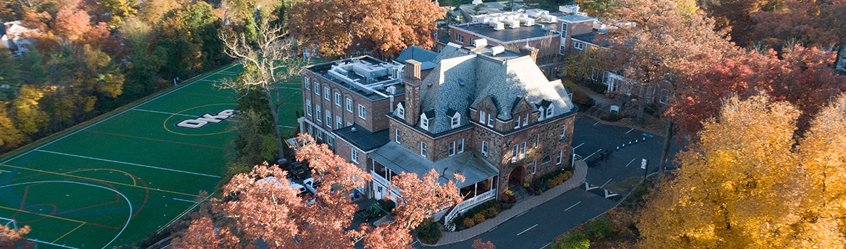 aerial picture of the oak knoll campus during the fall
