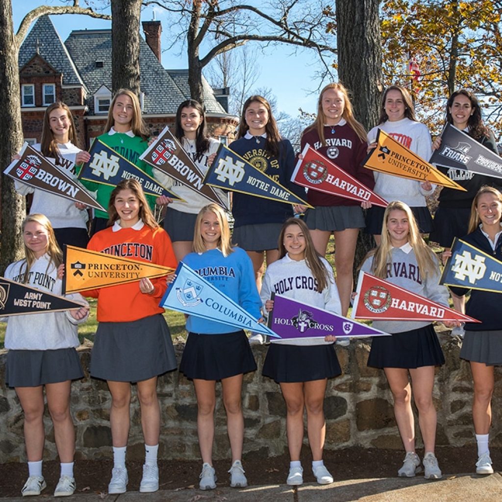 oak knoll seniors with their college designations for athletics