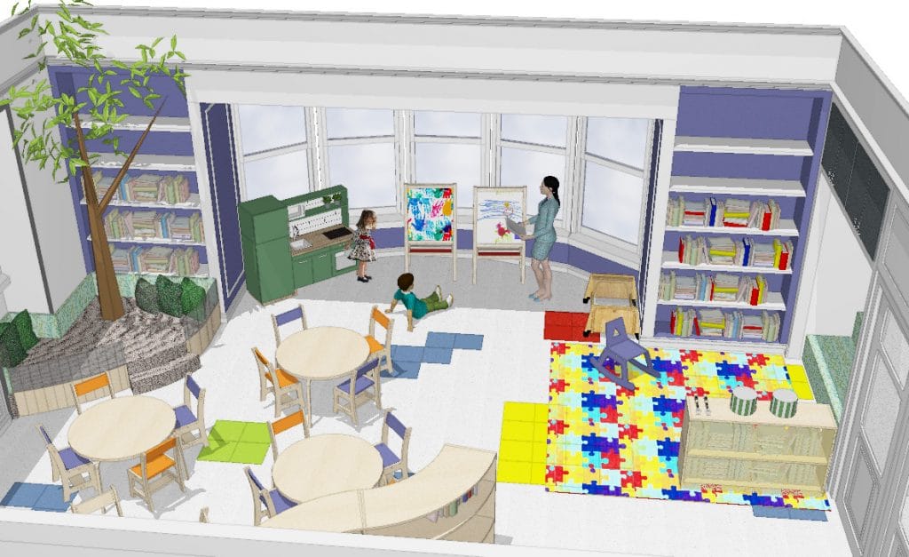 A rendering of the future pre-K room at Oak Knoll School of the Holy Child in Summit, NJ
