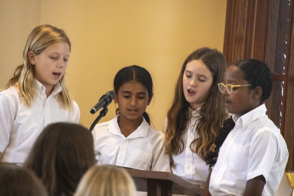 young students singing
